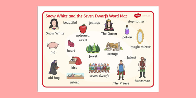 Snow White and the Seven Dwarfs Word Mat