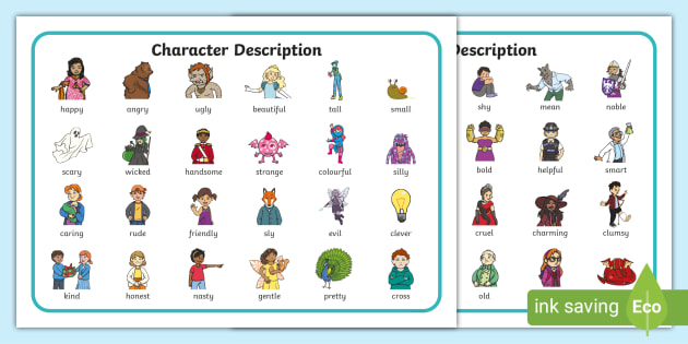 EYFS/KS1 Character Description Word Mat (teacher made)