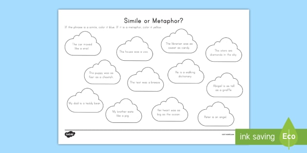 similes and metaphors worksheet