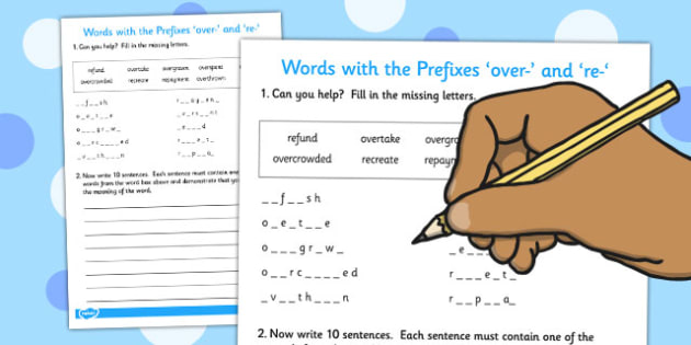 Words Beginning With The Prefixes Over And Re Esl Over And Re Prefix