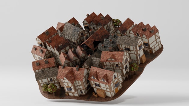 3D Model: The Great Fire of London Street Scene