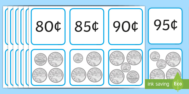 canadian money matching game money matching cards to 1