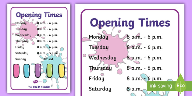 heath nail design opening times
