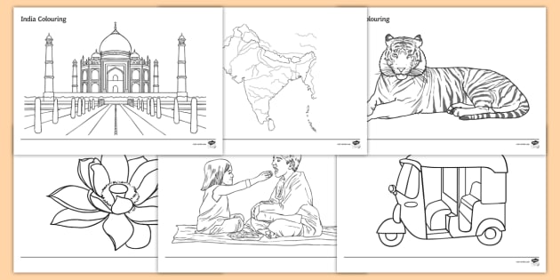 India Colouring Pages (teacher made)