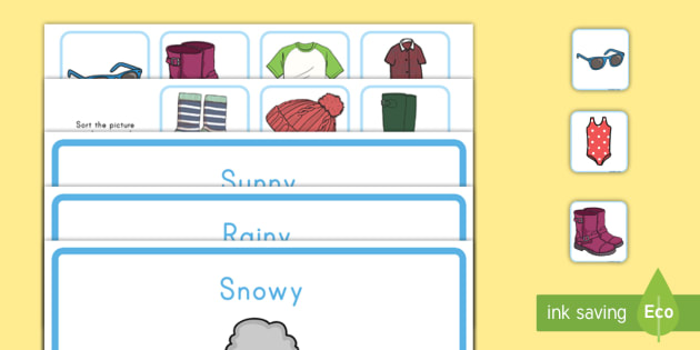 Weather Clothes Sorting Activity - weather, clothes, sorting