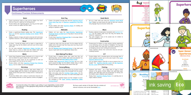 EYFS Superheroes Continuous Provision Planning Ideas Resource Pack 