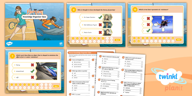 Retrieval Practice: Science: Forces: Year 5: Knowledge Organiser Quiz