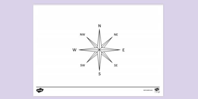 Compass Map Icon | KS1 Colouring Sheets | Twinkl Resources