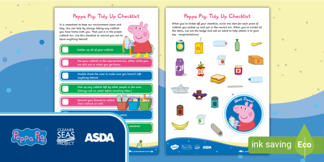 FREE! - Peppa Pig: Tidy Up Checklist (teacher made)