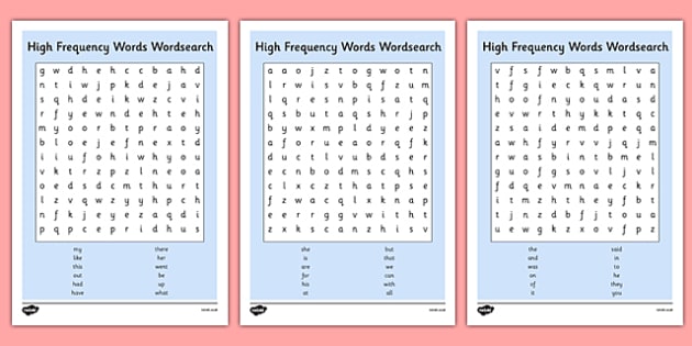 High Frequency Words Wordsearch Literacy Puzzle Twinkl