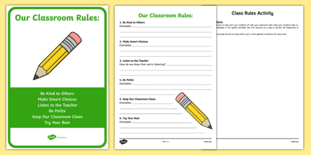 Class Rules Worksheet and Display Pack (Teacher-Made)