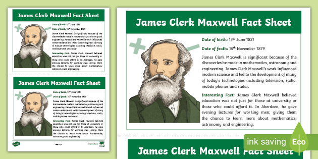 Scottish Significant Individuals James Clerk Maxwell Fact Sheet