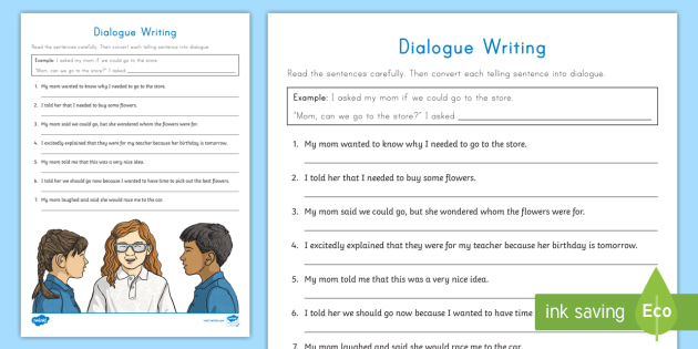 year 5 worksheets phonics marks Writing Dialogue,   Dialogue quotation Worksheet