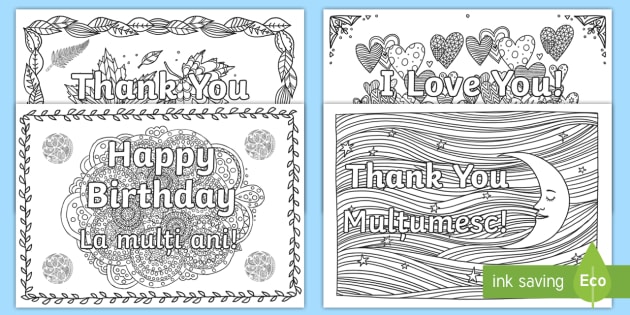 Greetings Mindfulness Coloring Pages English/Romanian