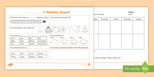 Recording Weather Worksheets