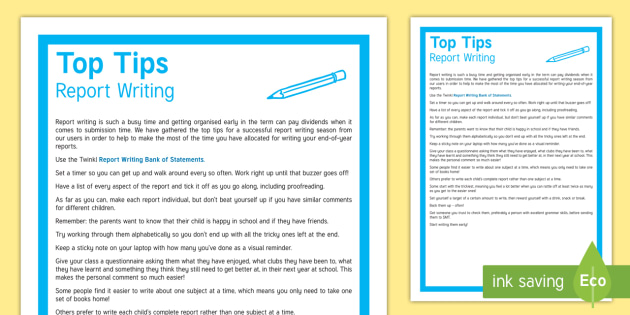 Report Writing Top Tips