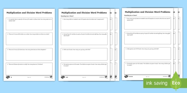 multiplication and division word problems maths resource