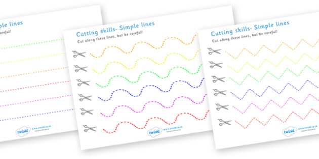 Cutting Skills Worksheet / Worksheets(Colour Lines) - education, home ...