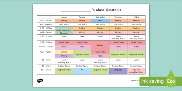 Australian Editable Classroom Schedule Template | Twinkl