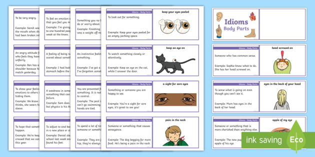 Lanyard Sized Idioms: Body Parts Cards (teacher made)