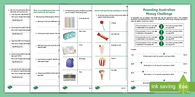 rounding australian money challenge teacher made