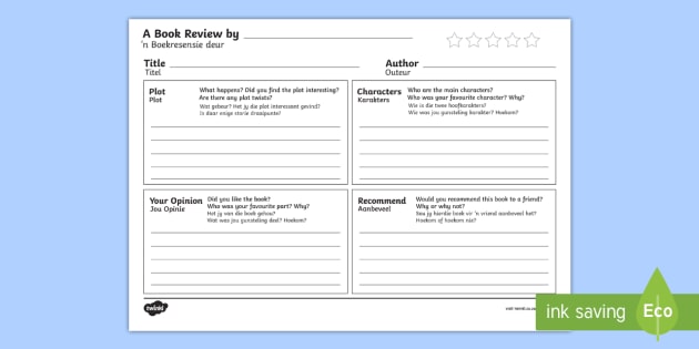 grade 5 english worksheets book review writing template