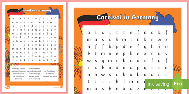 Carnival In Germany Word Search Teacher Made