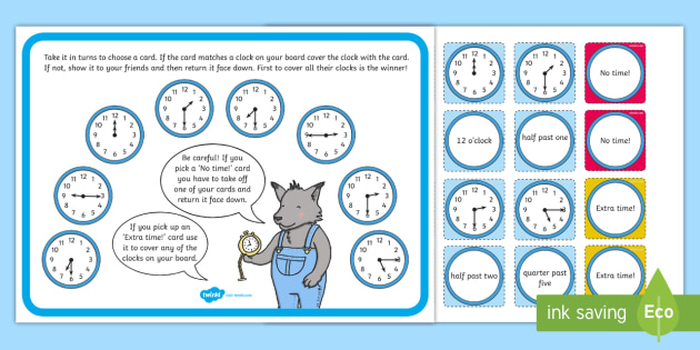 worksheets for telling 1 math grade time Past, Quarter to O'Clock, Past and Quarter Half Bingo Time