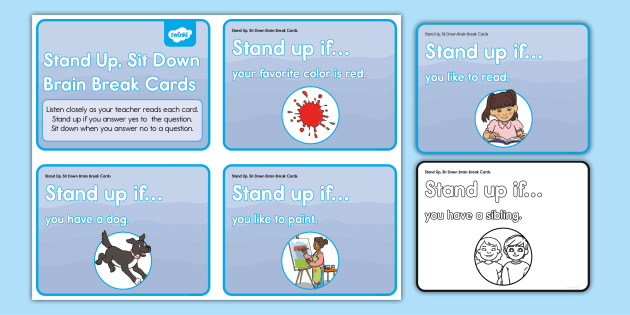 Stand Up Sit Down Brain Break Cards
