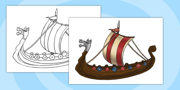 A4 Viking Boat Template Cut Out Ks2 History Teacher Made