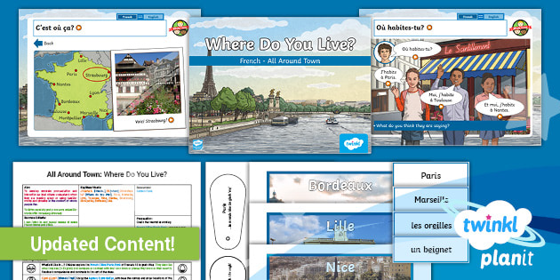 French All Around Town Where Do You Live Year 4 Lesson Pack 1