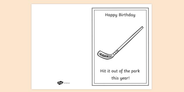 FREE! - Hockey Stick Birthday Card Colouring Activity