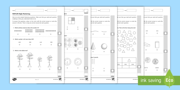 NAPLAN Style Numeracy Year 3 Example Test Exam Questions Resource Pack