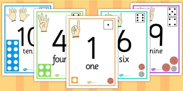 Visual Number Line Posters - count, counting, counting aid, number