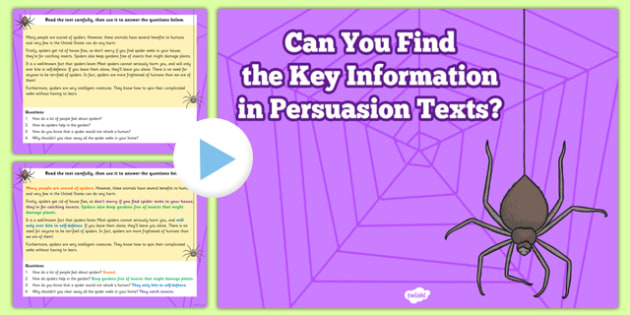 Retrieve and Record Information From Non Fiction Persuasion Texts