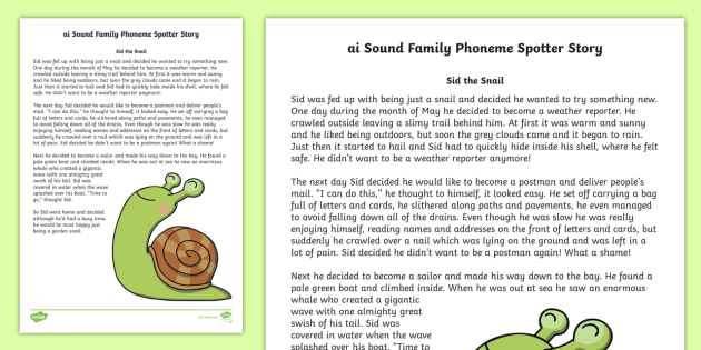 Sound Family Phoneme Spotter Story Worksheet Letters And Sounds