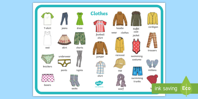 Clothing Vocab  Vocabulary clothes, English vocabulary