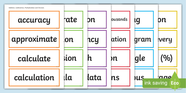 Year 6 2014 National Curriculum Maths Vocabulary Cards Resource Pack