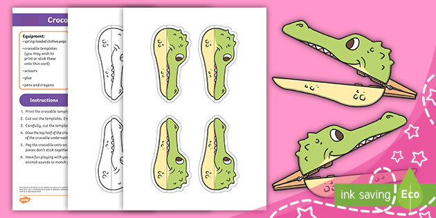 Crocodile Peg Craft Instructions - Parents (teacher made)