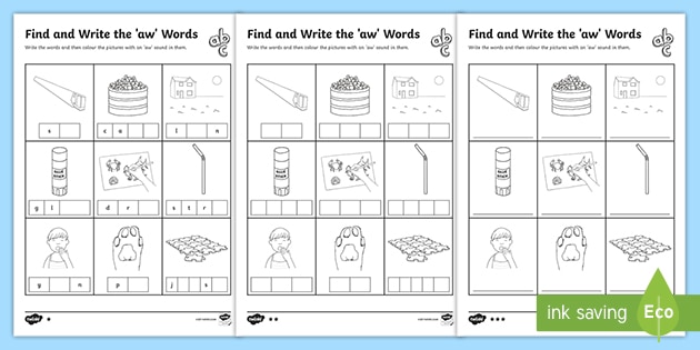 aw Words Phonics Poster - Words with aw - [Free & Printable]