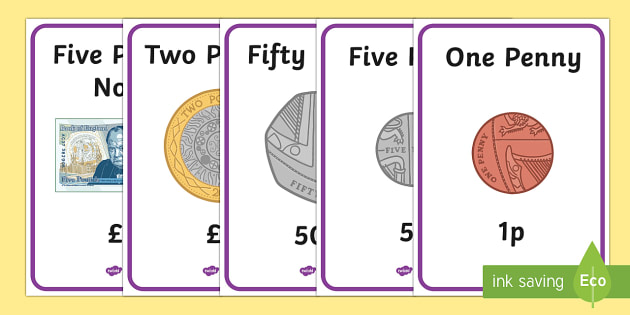 british uk money coins and notes display posters ks1 money