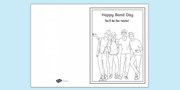 Boy Band Card Colouring Activity | Primary Resources