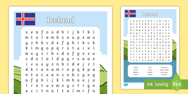 Iceland Word Search (teacher made)