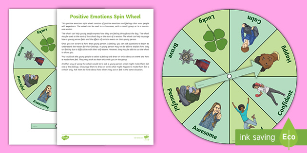 positive emotions spin wheel worksheet teacher made