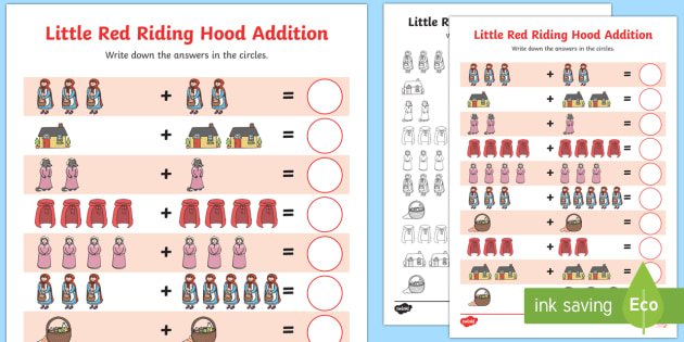 FREE! - Little Red Riding Hood Addition Sheets-little red riding hood