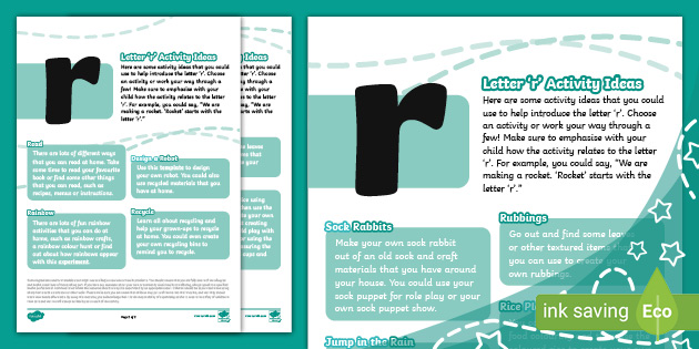 Letter ‘r’ Activity Ideas
