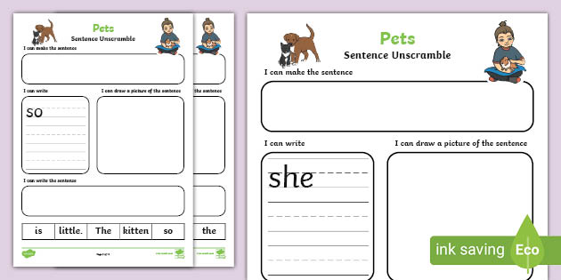 Pets Mixed Up Sentences | Phase 4 Phonics Resources - Twinkl