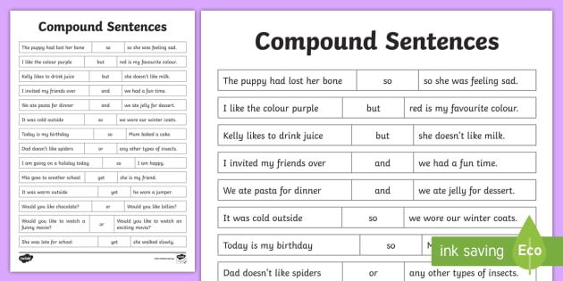 Compound Sentences Cut And Paste Worksheet teacher Made 