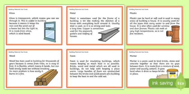 Building Materials Fact Cards (teacher made) - Twinkl