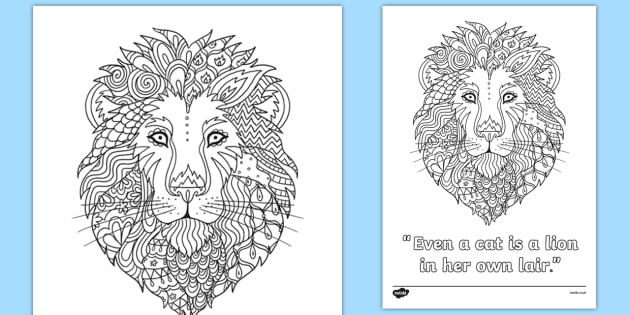 lion quote mindfulness coloring poster teacher made